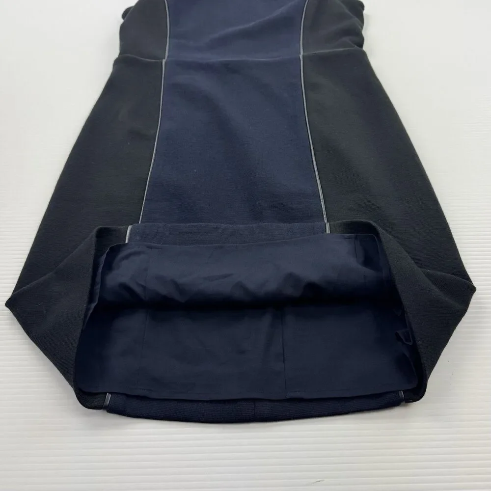 Tory Burch Natalee Ponte Sheath Dress M Navy Black Wool Blend Colorblock